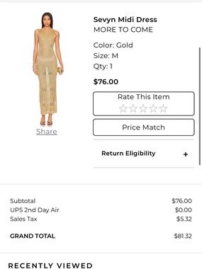Gold Midi Dress
